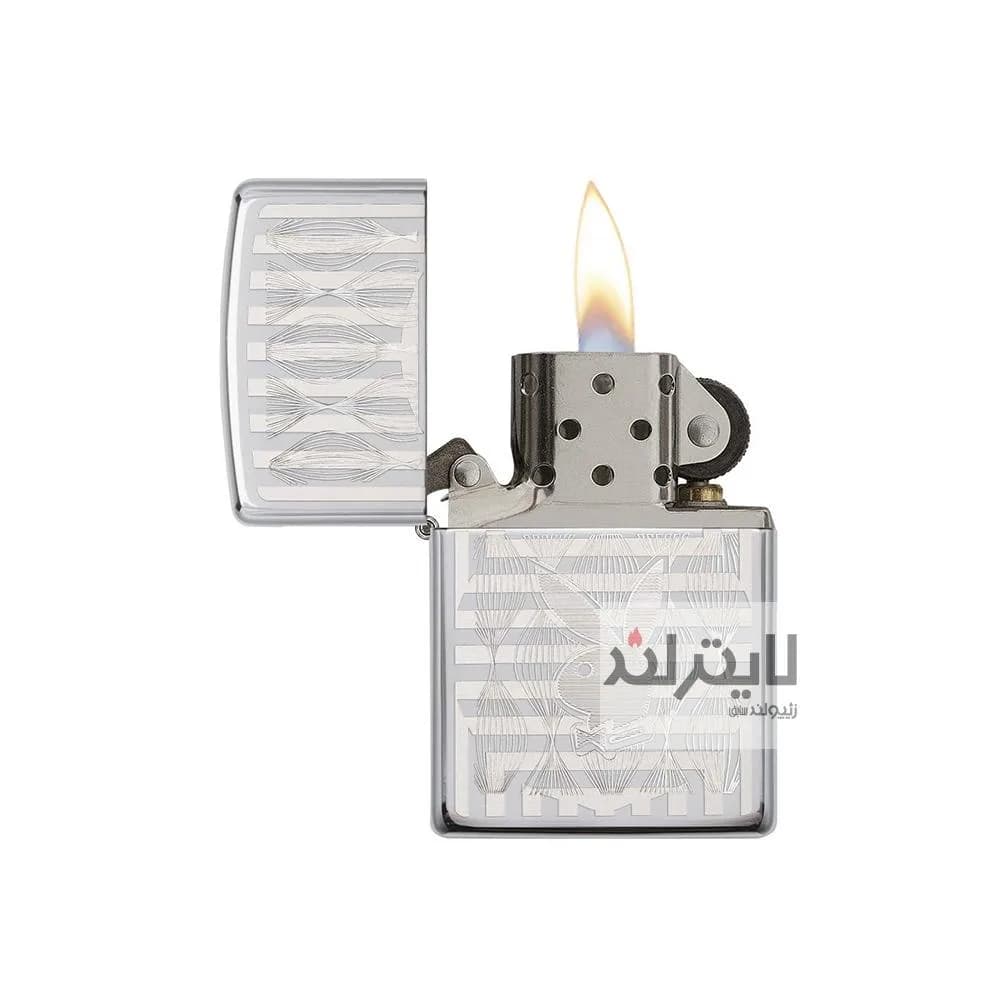 فندک زیپو مدل Playboy Bunny Logo High Polish Chrome کد 29509 — تصویر ۳