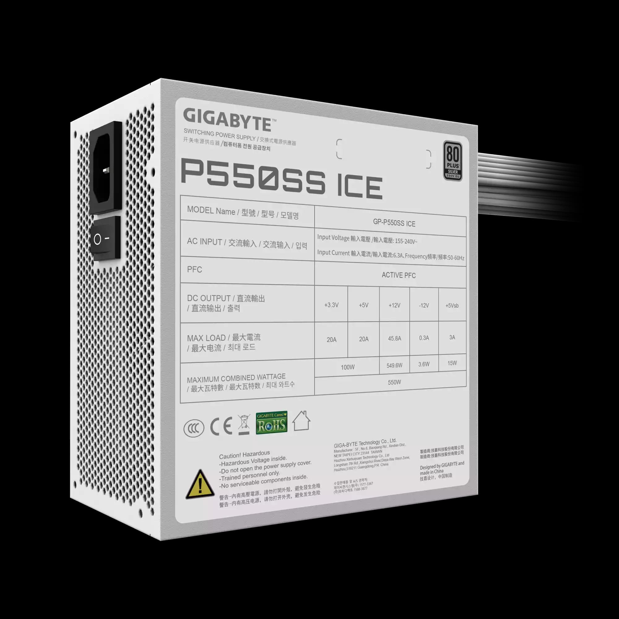 پاور غیر ماژولار گیگابایت مدل P550SS ICE 550W — تصویر ۲