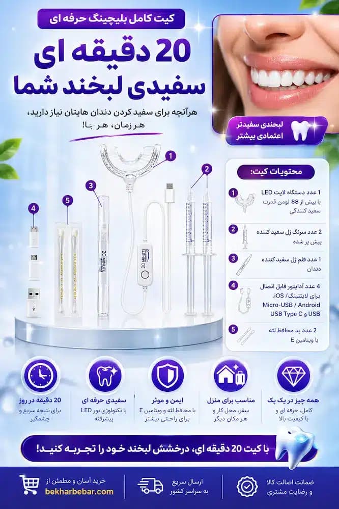 بلیچینگ دندان اصل دستگاه حرفه ای سفید کننده دندان در منزل 09904589799 صادقی — تصویر ۵