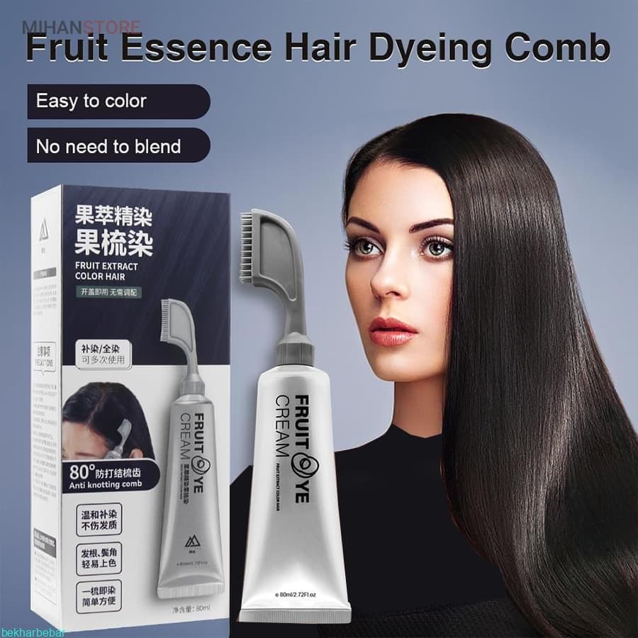 رنگ گیاهی رفع سفیدی مو دارای شانه بهترین مارک FRUIT HAIR — تصویر ۲