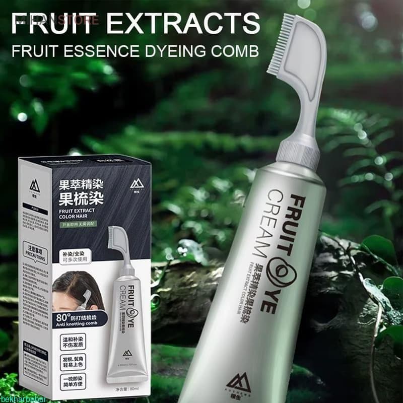 رنگ گیاهی رفع سفیدی مو دارای شانه بهترین مارک FRUIT HAIR — تصویر ۴