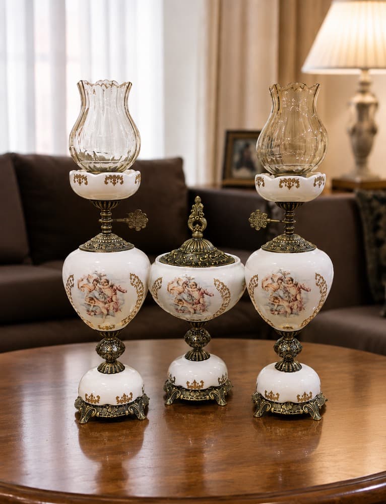 ست شمعدان و کاپ شکلات خوری مدل فرشته