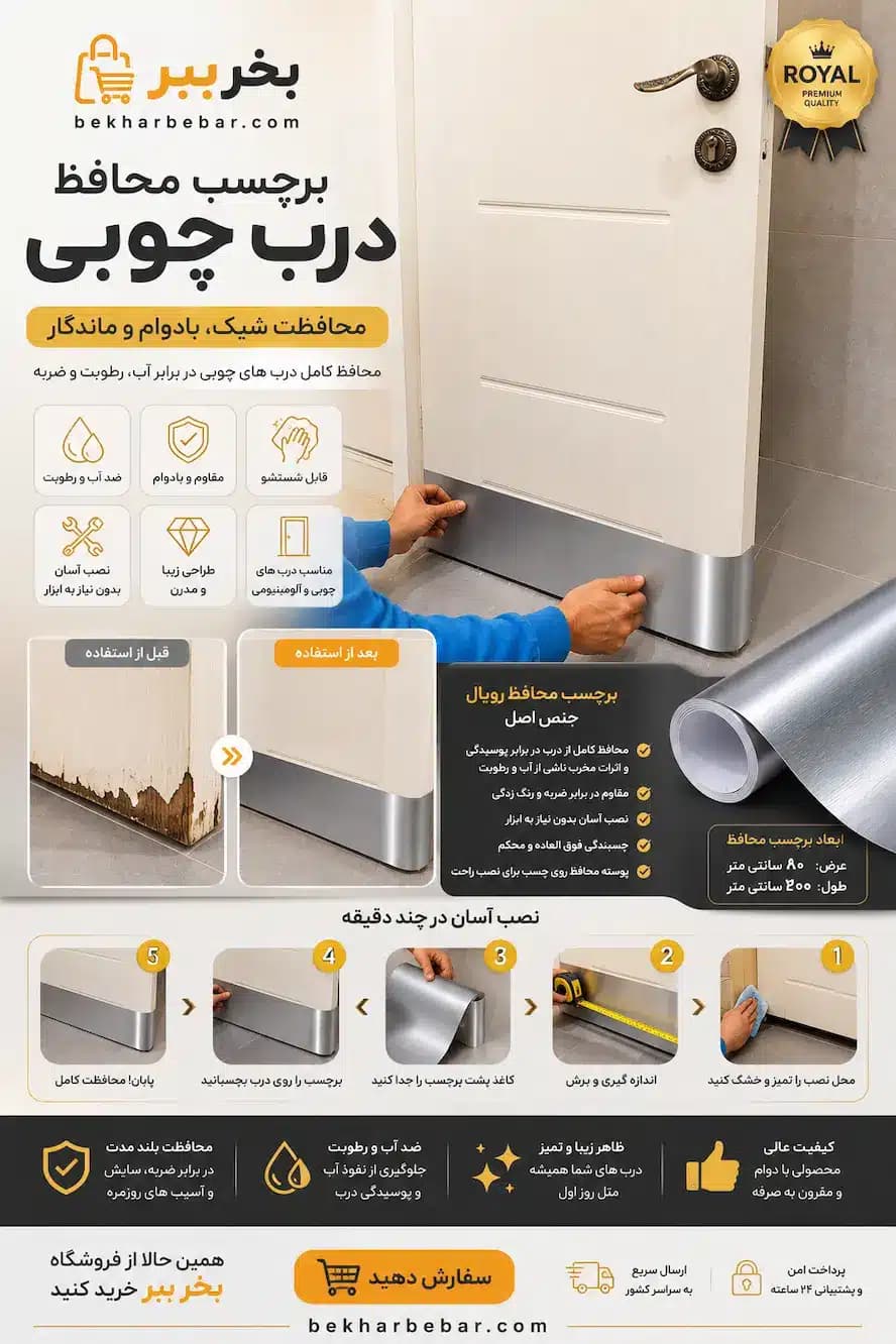 برچسب محافظ درب چوبی رویال عایق پوسیدگی در حمام و توالت