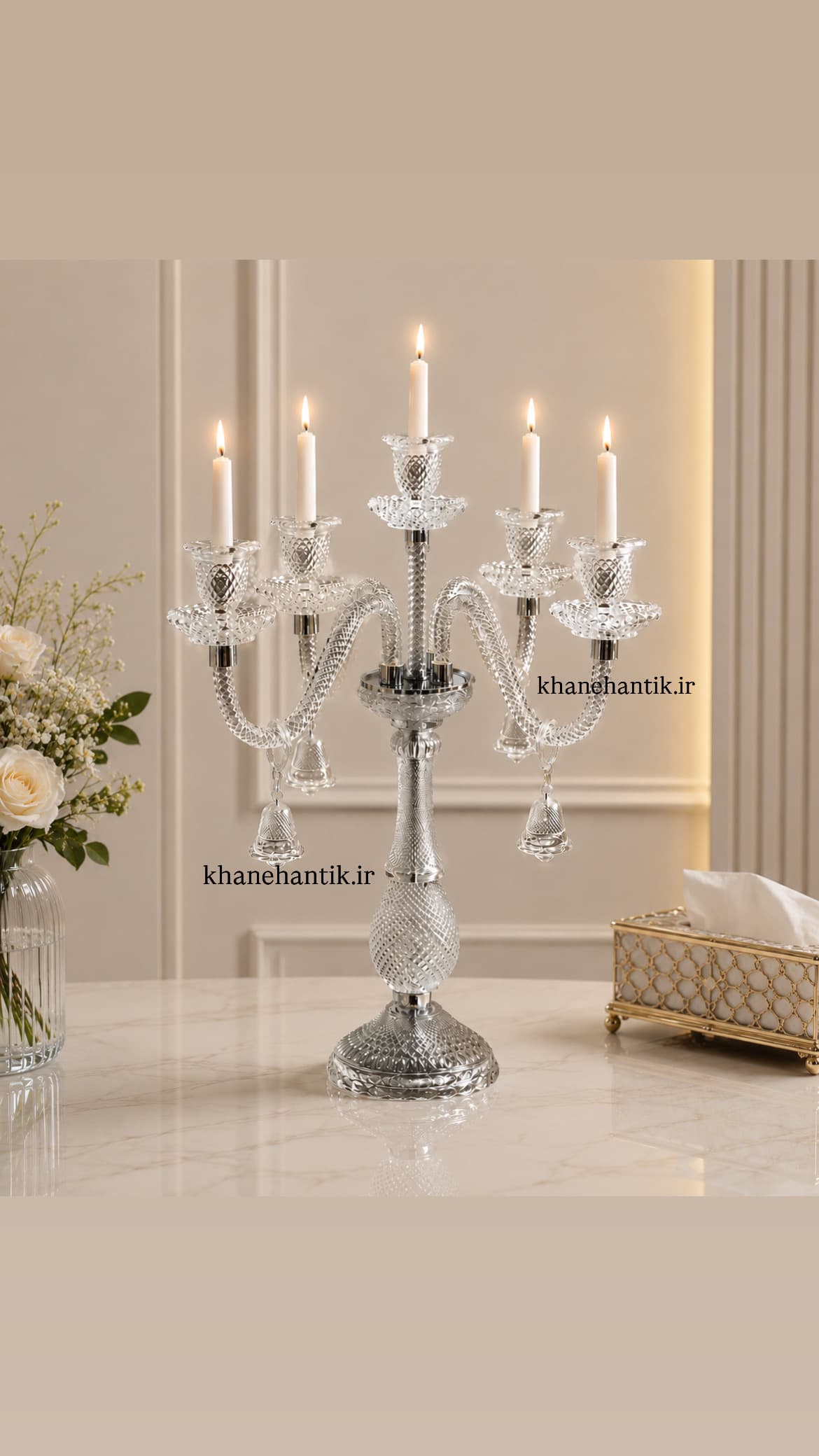 شمعدان پنج شعله طرح باکارات