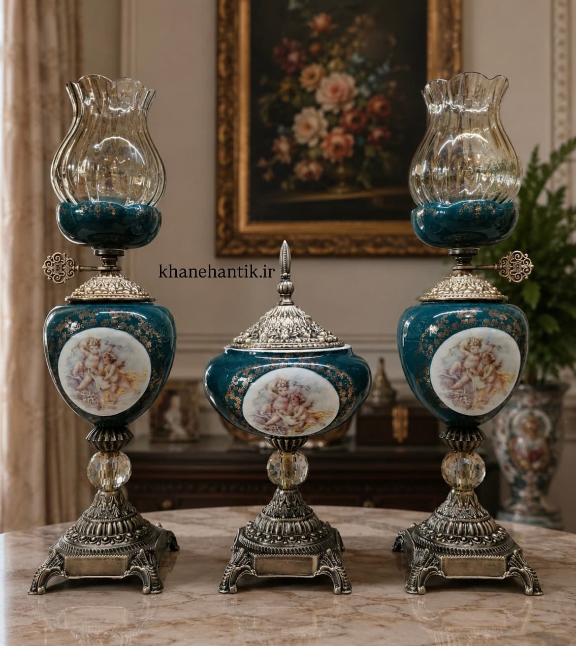 شمعدان و کاپ شکلات خوری(سبز،سرمه ای،سفید،زرشکی،آبی روشن)
