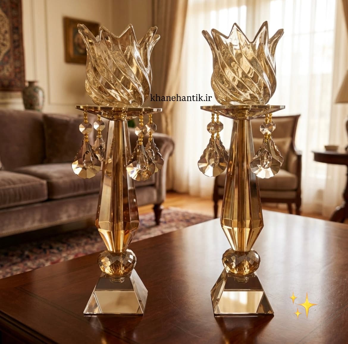 شمعدان کریستال الماسی پیچ — تصویر ۲