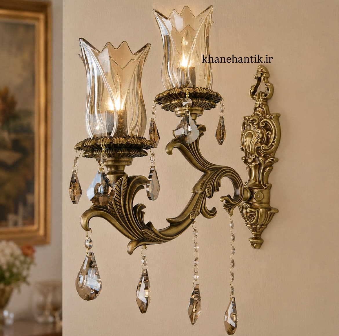 چراغ دیواری دو شعله آنتیک