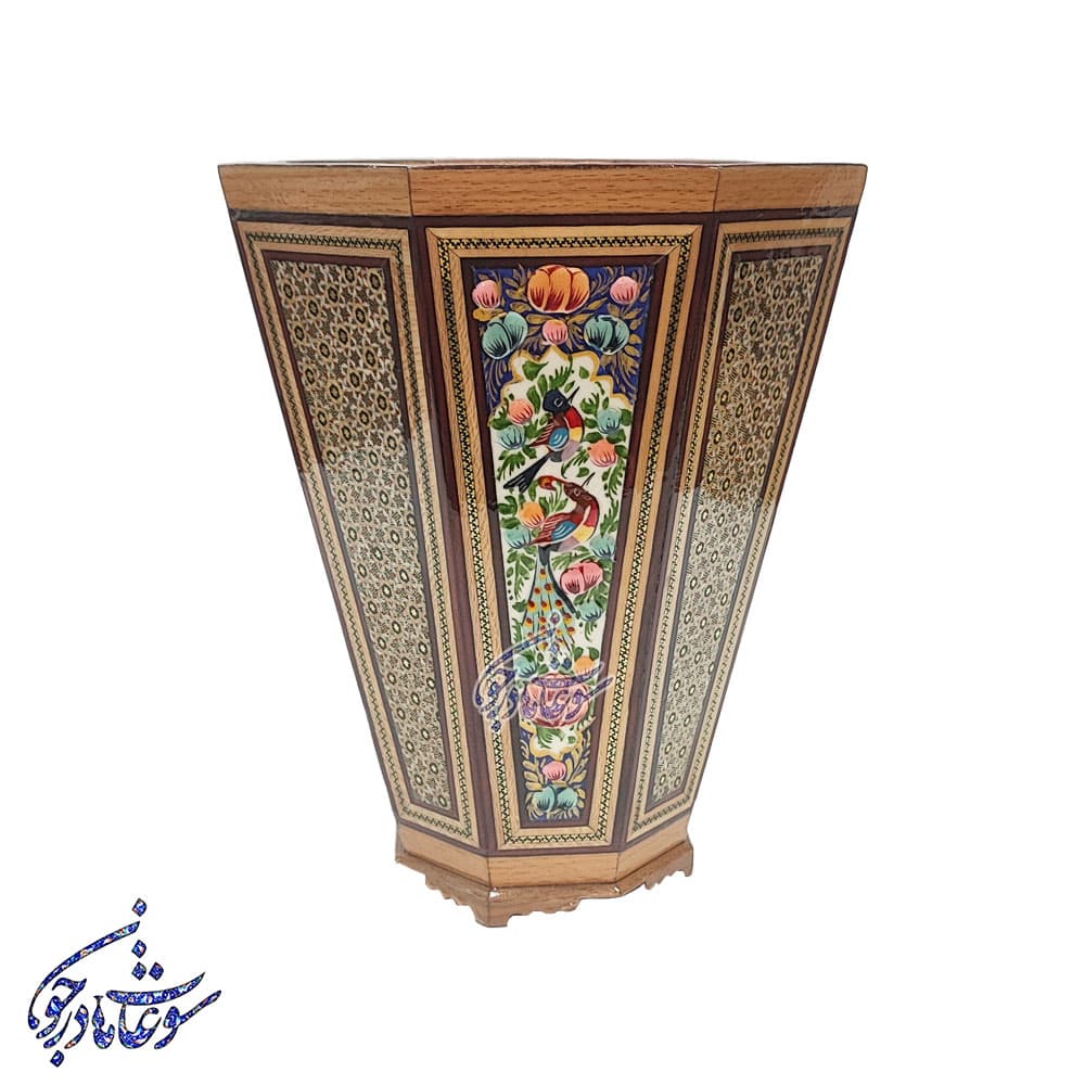 سطل خاتم کاری مدل گل و مرغ(سایز بزرگ)