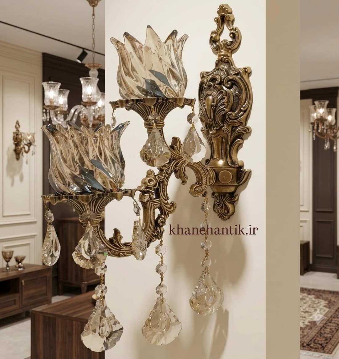 لوستر تک شاخه دیواری(دیوارکوب) مدل شاخه دوگل
