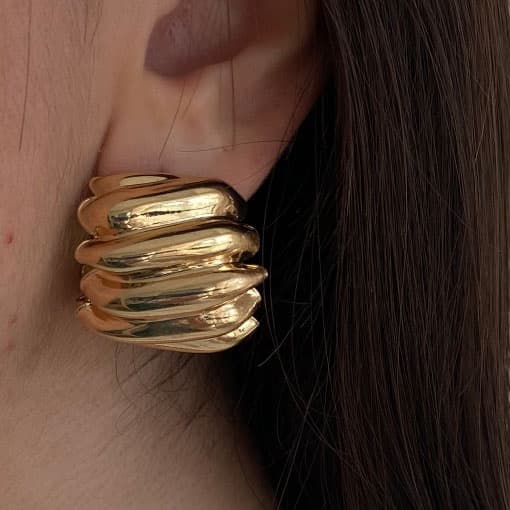 گوشواره باگتی طرح زارا نقره ای و طلایی