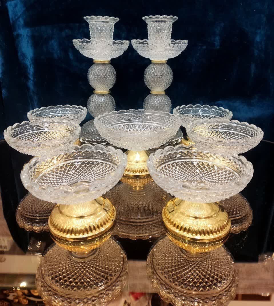 ست هفت سین و شمعدان 9 پارچه باکارات (2 گوی)