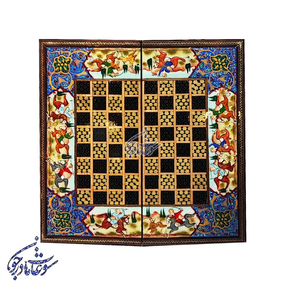 تخته نرد خاتم و چوگان چوب راش