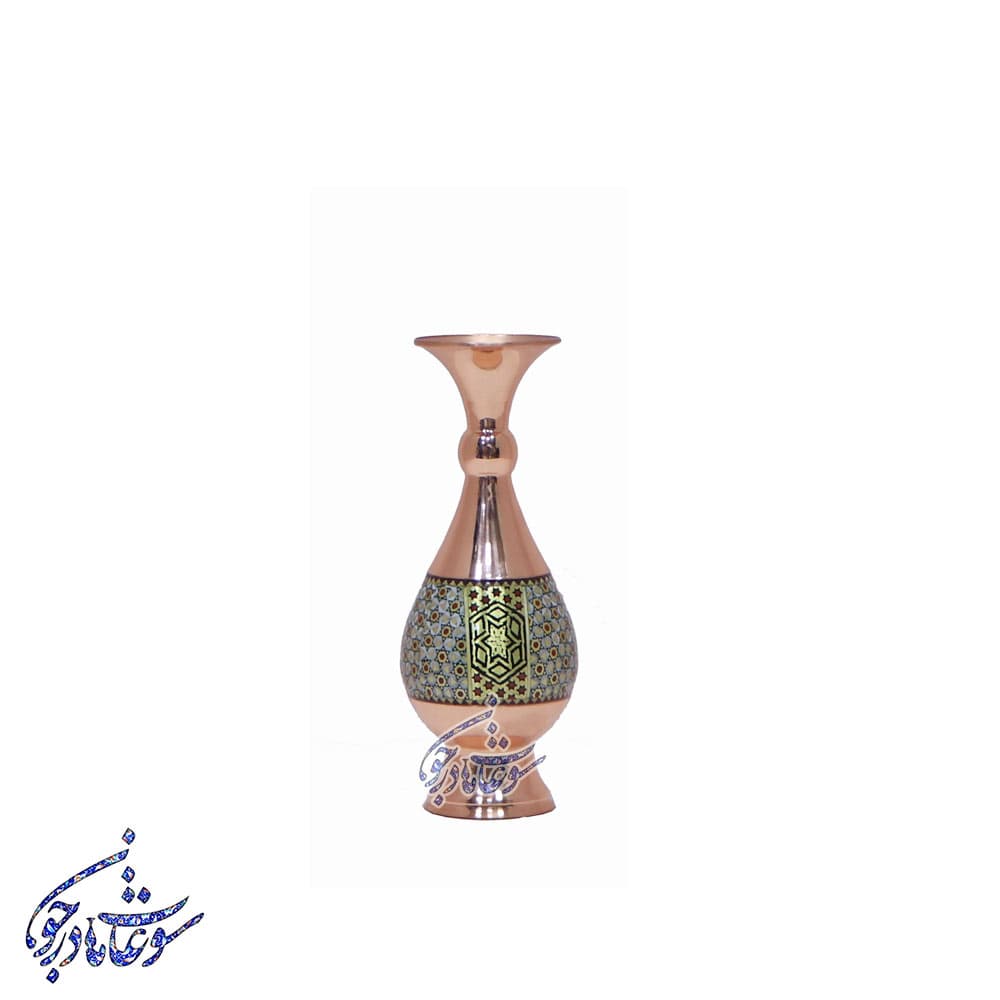 گلدان صراحی مس و خاتم سایز16