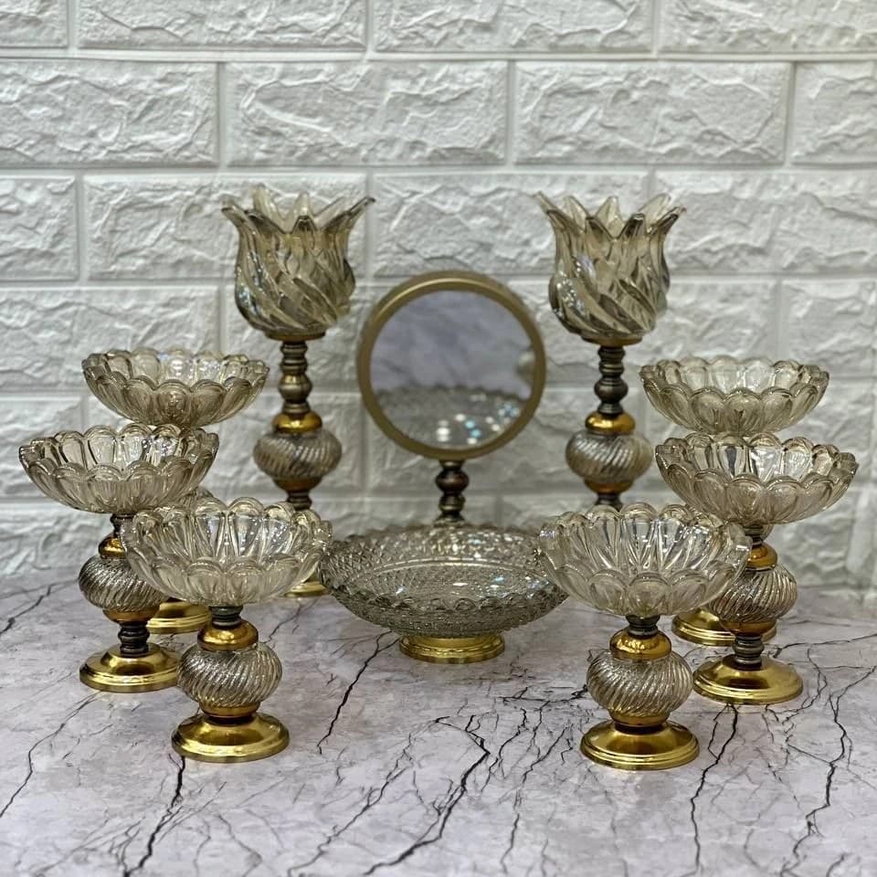 ست هفت سین کریستال با پایه فلزی