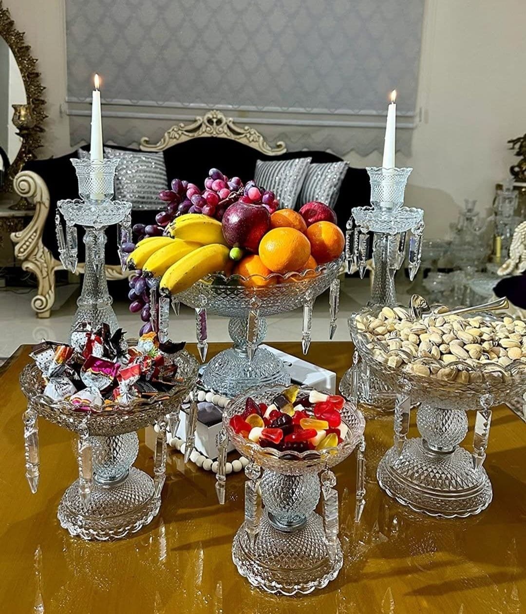 ست ۶ تیکه هفت‌سین به همراه شمعدان باکارات