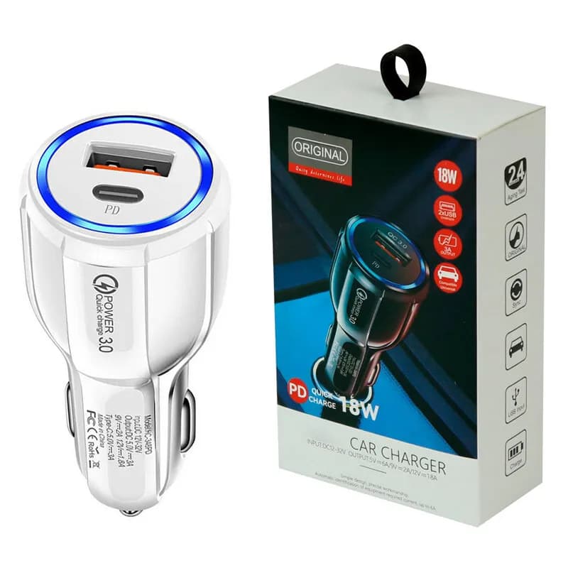 شارژر فندکی فست شارژ برند تی ای Fast Car Charger TE-348PD — تصویر ۲