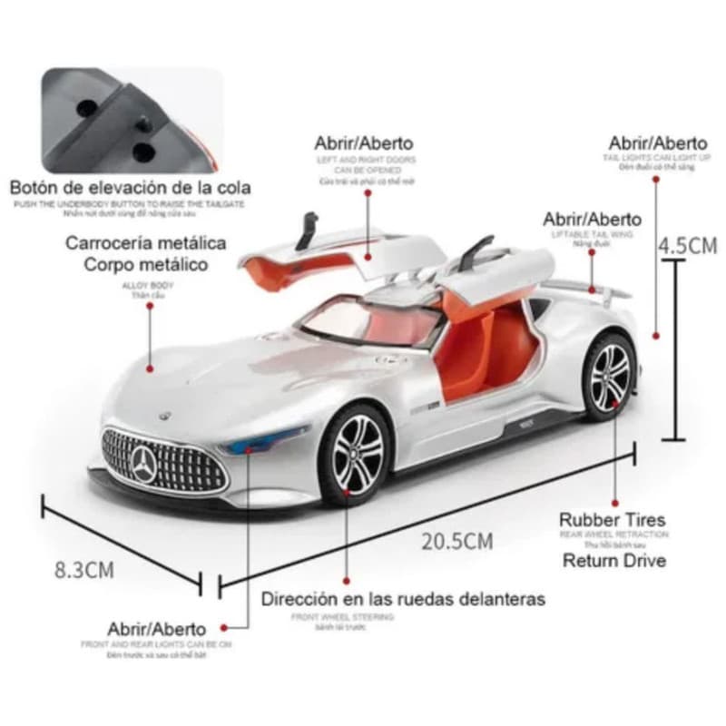 ماکت ماشین ناب سل مدل مرسدس بنز ای ام جی ویژن جی تی فلزی چراغدار درب خفاشی کد Mercedes Benz AMG Vision GT — تصویر ۴