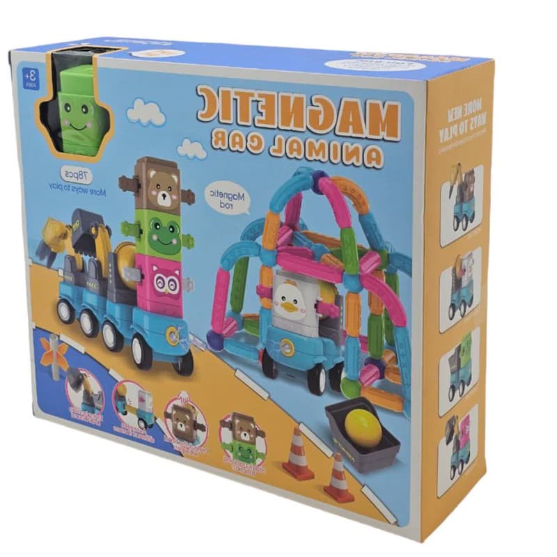 ساختنی 78 تکه ناب سل مدل مگنتی ماشین حیوانات کد MAGNETIC ANIMAL CAR — تصویر ۷