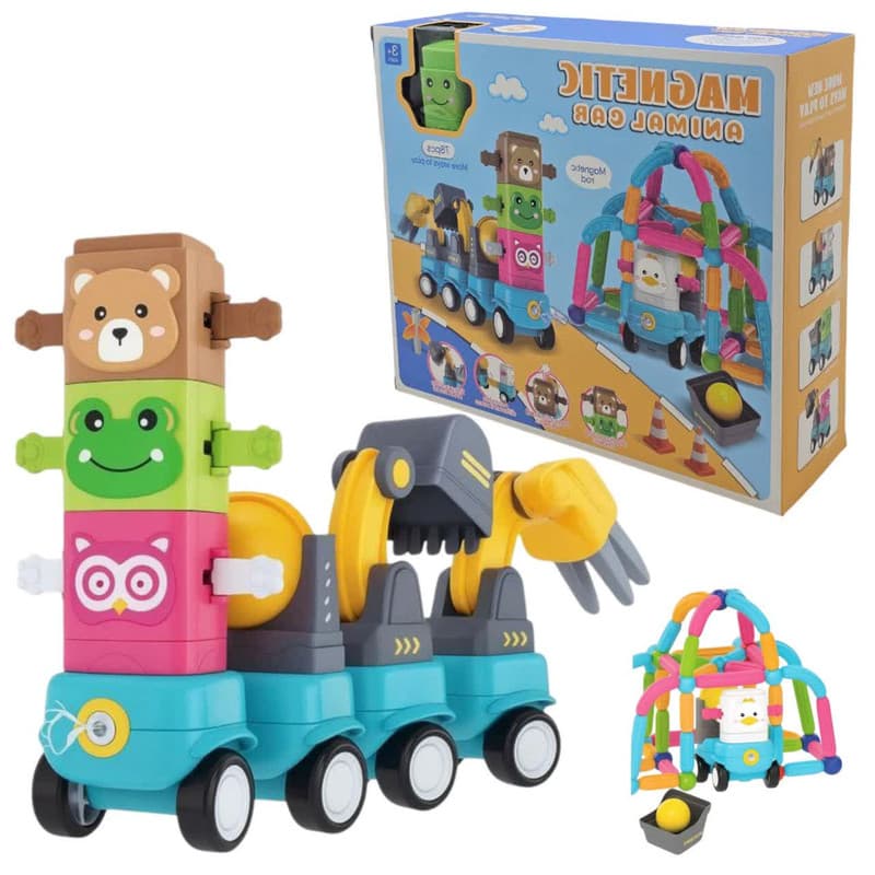ساختنی 78 تکه ناب سل مدل مگنتی ماشین حیوانات کد MAGNETIC ANIMAL CAR — تصویر ۲