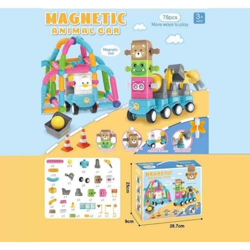 ساختنی 78 تکه ناب سل مدل مگنتی ماشین حیوانات کد MAGNETIC ANIMAL CAR — تصویر ۶