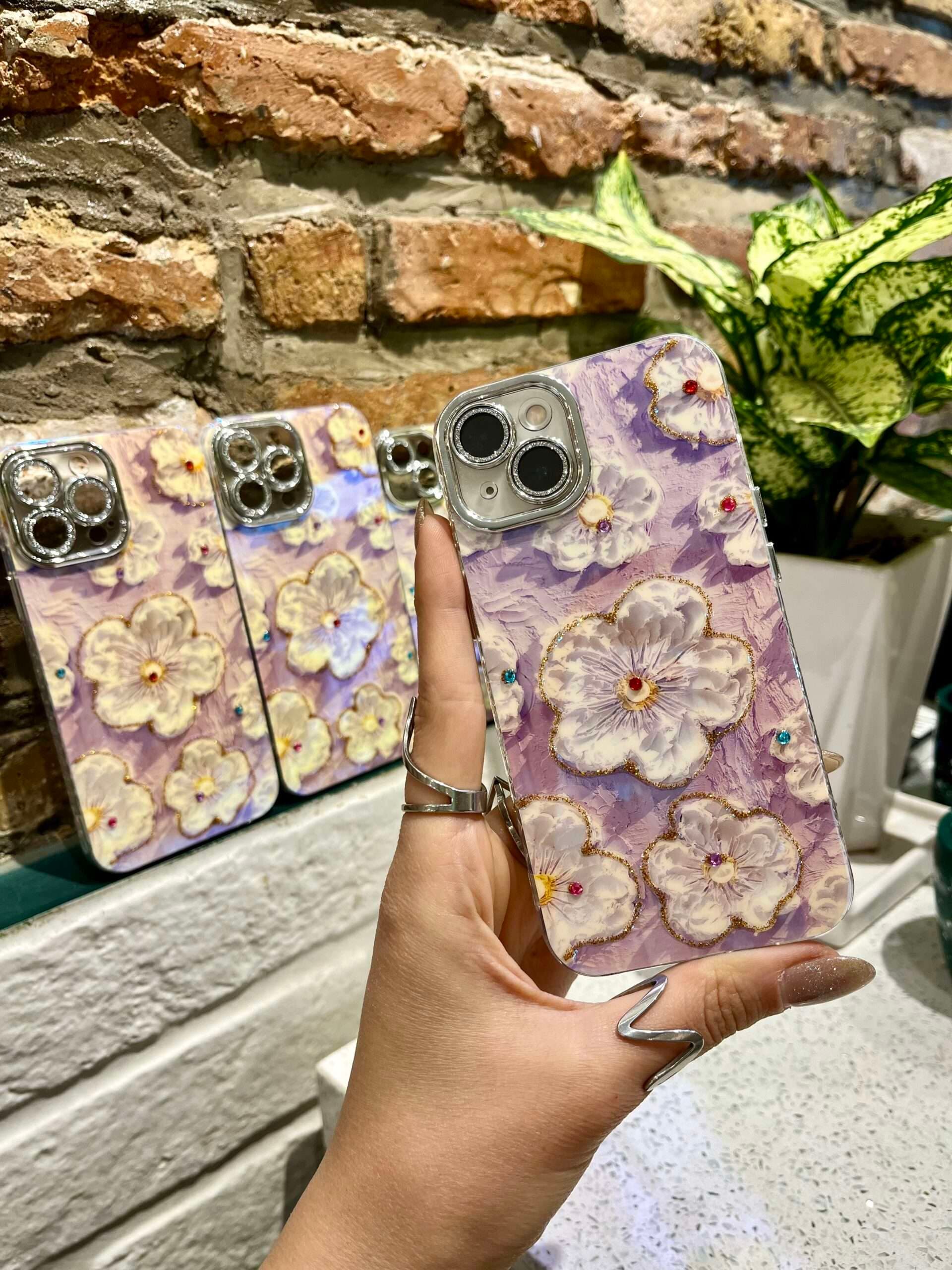 قاب گل یاسی یخی محافظ لنز شاین case flower ice