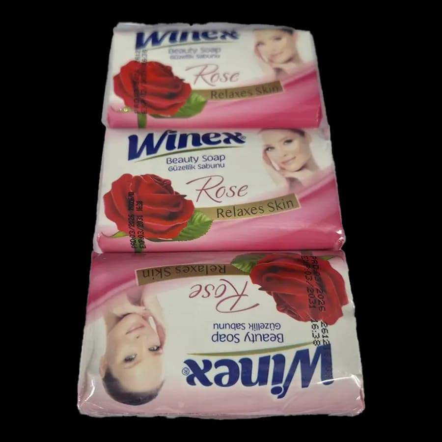 صابون وینیکس (winex) 60 گرمی با رایحه رز ترکیه ای بسته 6 تایی — تصویر ۲