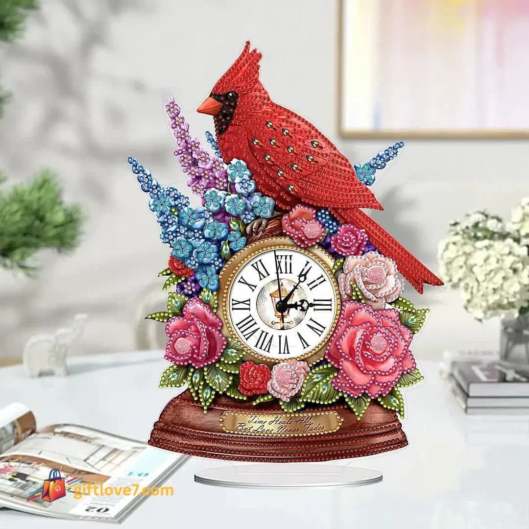 کیت ساعت نقاشی الماسی طرح گل و بلبل