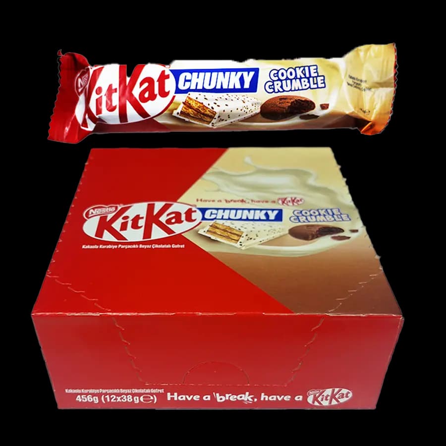 ویفر شکلاتی کیت کت چانکی 38 گرمی (kit kat chunky) با تکه های کوکی کرامبل 12 عددی