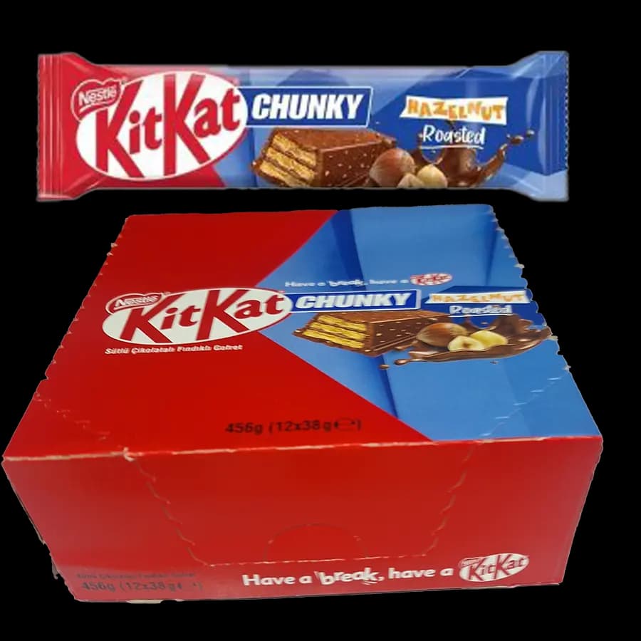 ویفر شکلاتی کیت کت چانکی 38 گرمی (kit kat chunky) با تکه های فندق بسته 12 عددی