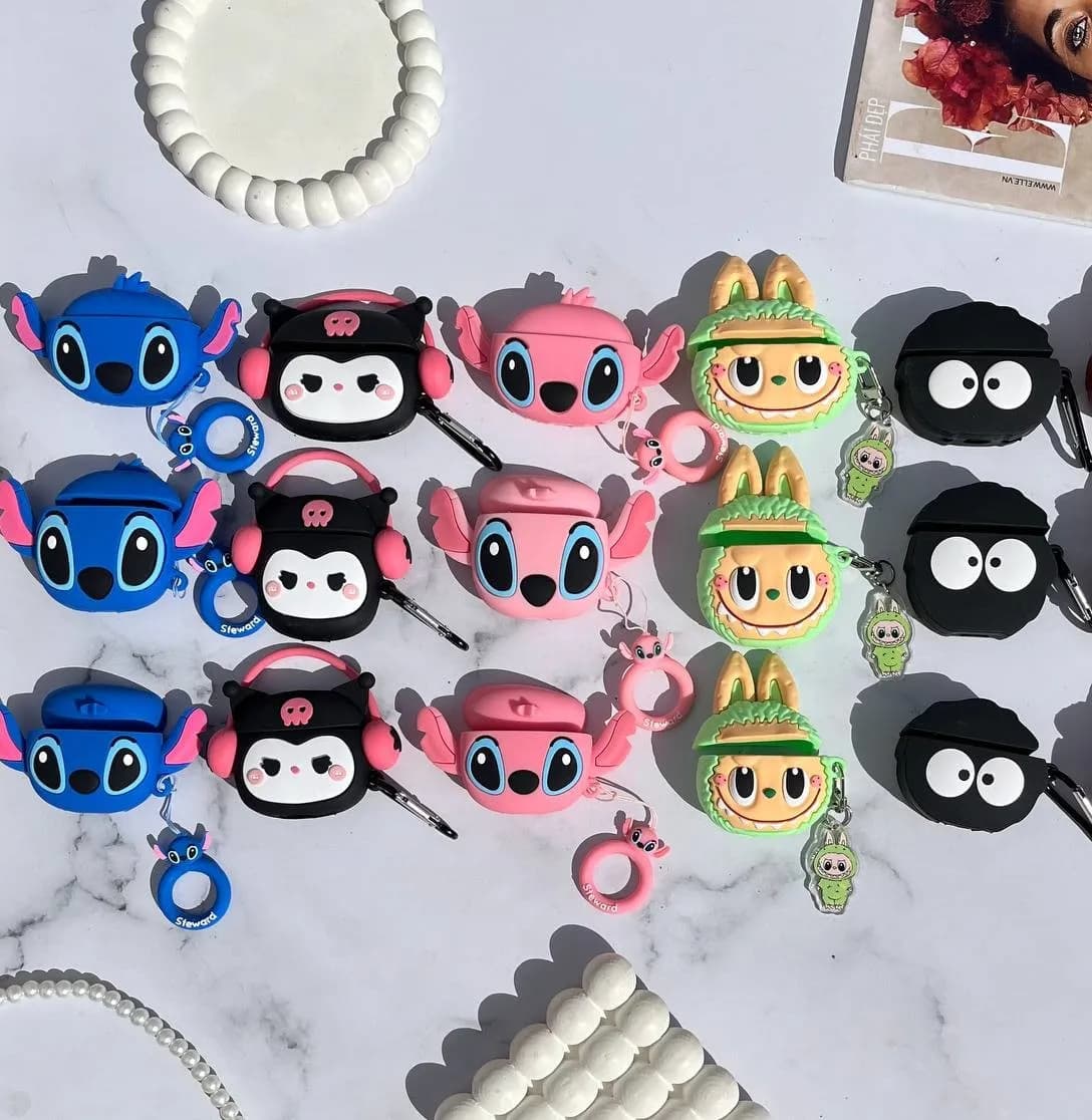 کاور ایرپاد سیلیکونی عروسکی مدل Airpods 1/2 Doll Case همراه با قلاب