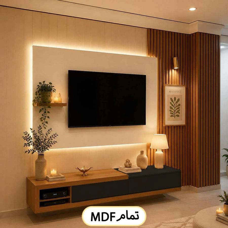 میز تلویزیون دیواری (TV wall) چوبی کد 0153