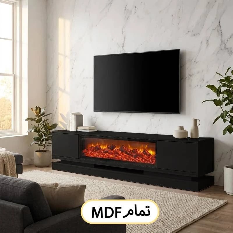 میز تلویزیون زمینی شومینه ای طرح جدید 1404 کد 132 شومینه — تصویر ۴