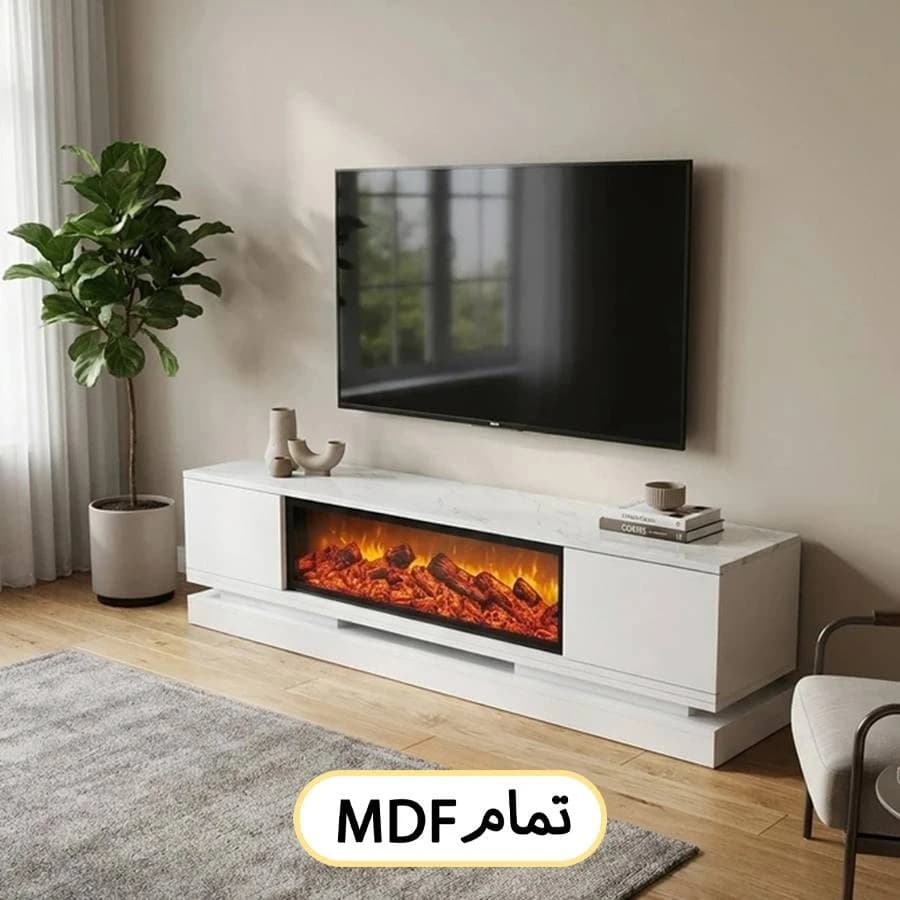 میز تلویزیون زمینی شومینه ای طرح جدید 1404 کد 132 شومینه — تصویر ۷