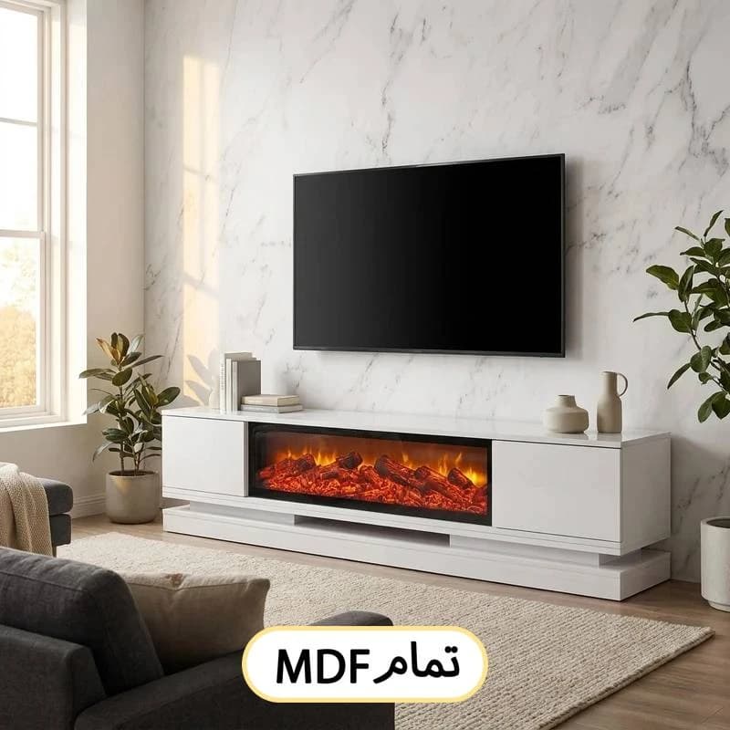 میز تلویزیون زمینی شومینه ای طرح جدید 1404 کد 132 شومینه — تصویر ۶