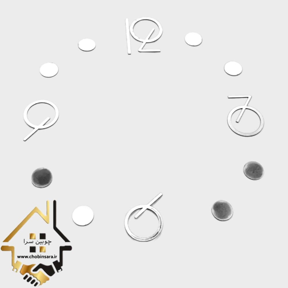 اعداد فانتزی نقره ای ساعت دیواری