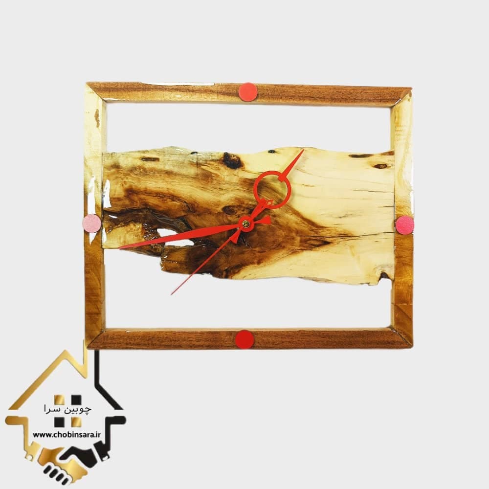 ساعت دیواری تمام چوب مستطیلی روستیک
