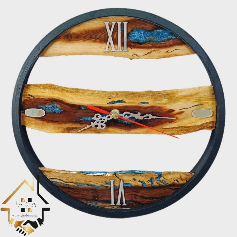 ساعت رستیک چوب و رزین مینیمال