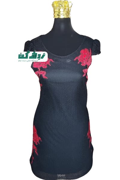 پیراهن مهمانی آستردار یقه گرد زنانه دست دوم