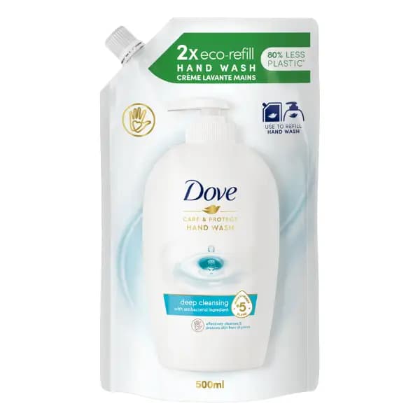 مایع دستشویی داو مدل Care & Protect آنتی‌باکتریال بسته‌بندی ریفیل 500 میلی‌لیتر