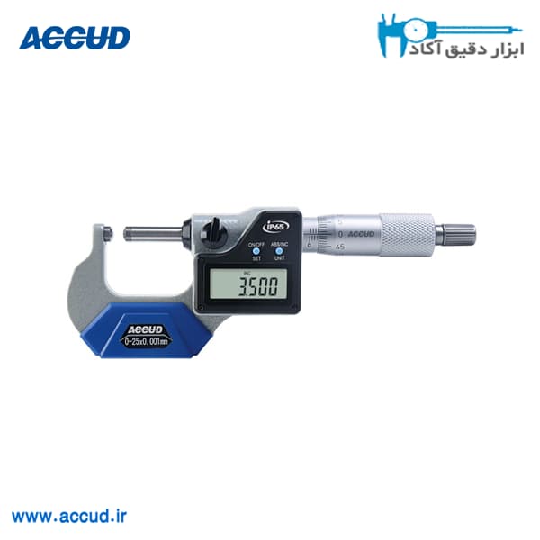 میکرومتر دیجیتال سر کروی 25-0 میلی متر Accud (اکود با گارانتی شرکتی) مدل 331-001-01