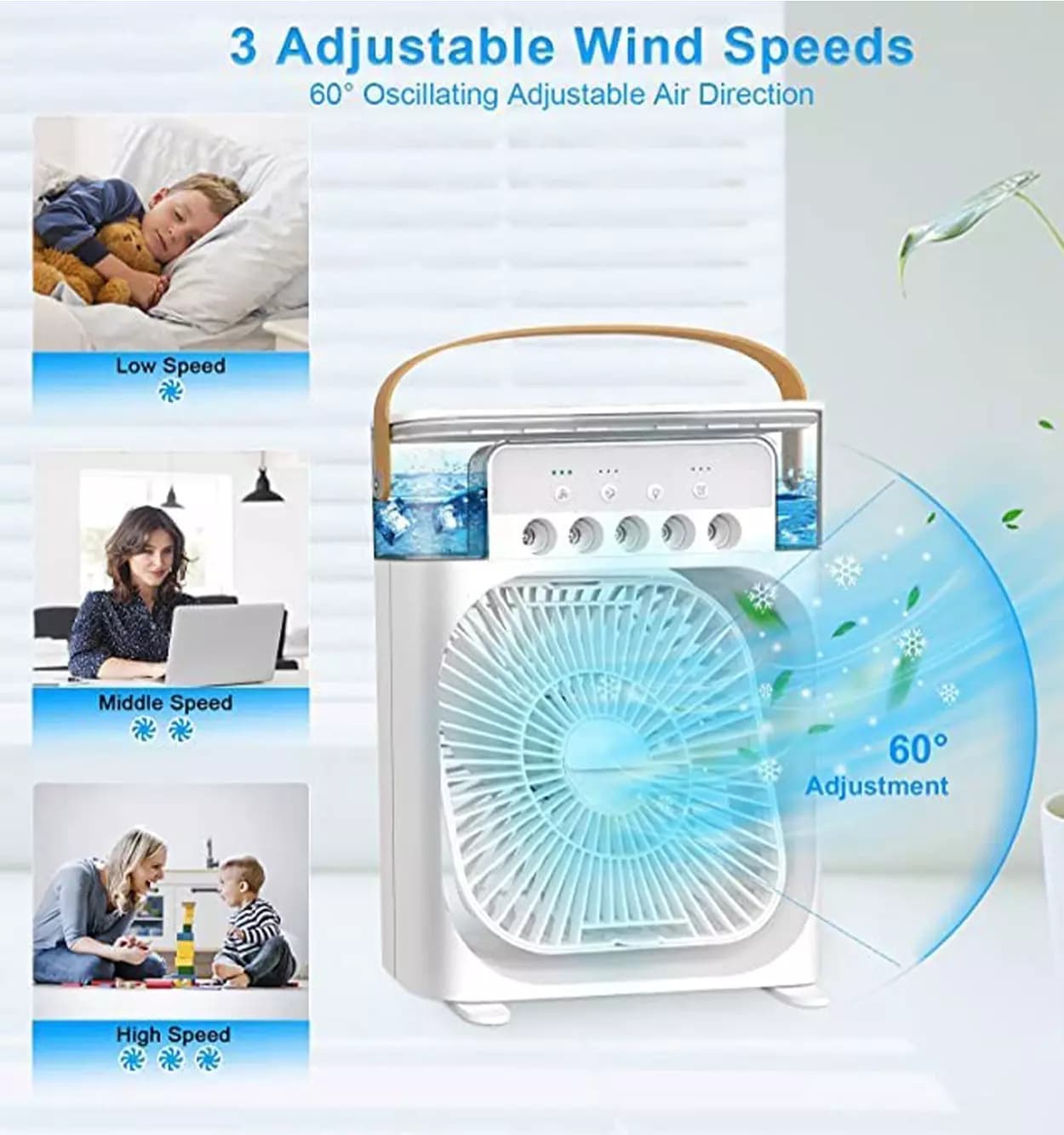 پنکه مه پاش مدل Air Cooler Fan فوق العاده سبز — تصویر ۶