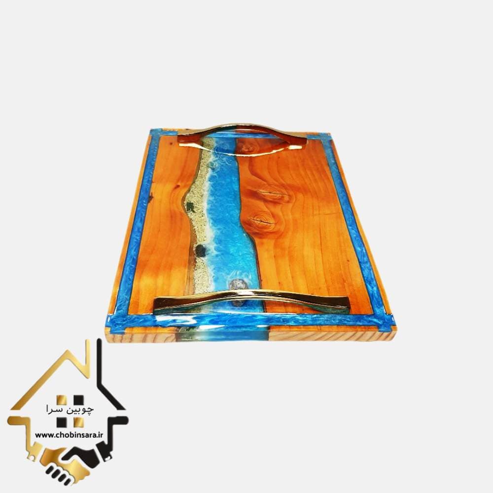 سینی چوب و رزین طرح دریا