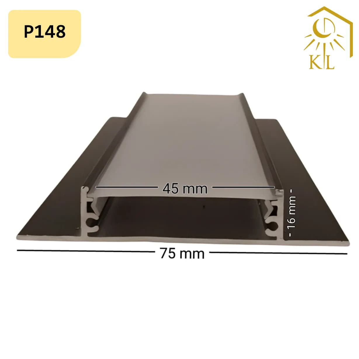 قاب چراغ لاینی توکار کد P148 رویه 45 میلیمتری برش 75 میلیمتری — تصویر ۲