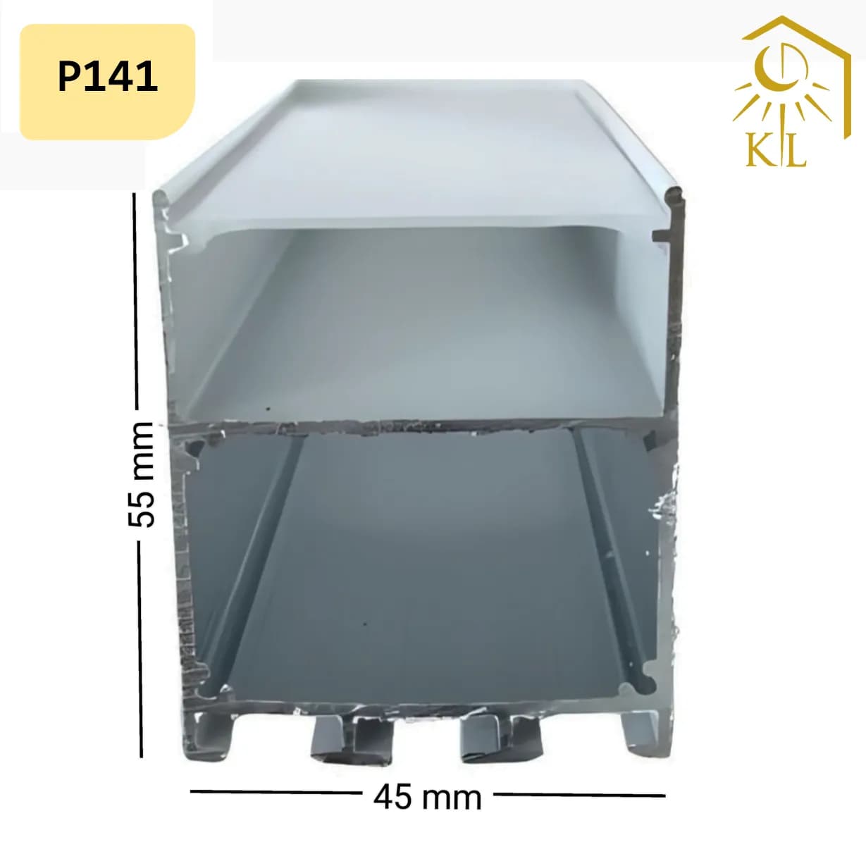 قاب چراغ لاینی آویز یا روکار کد P141 رویه 45 میلیمتری ارتفاع 55 میلیمتری — تصویر ۲