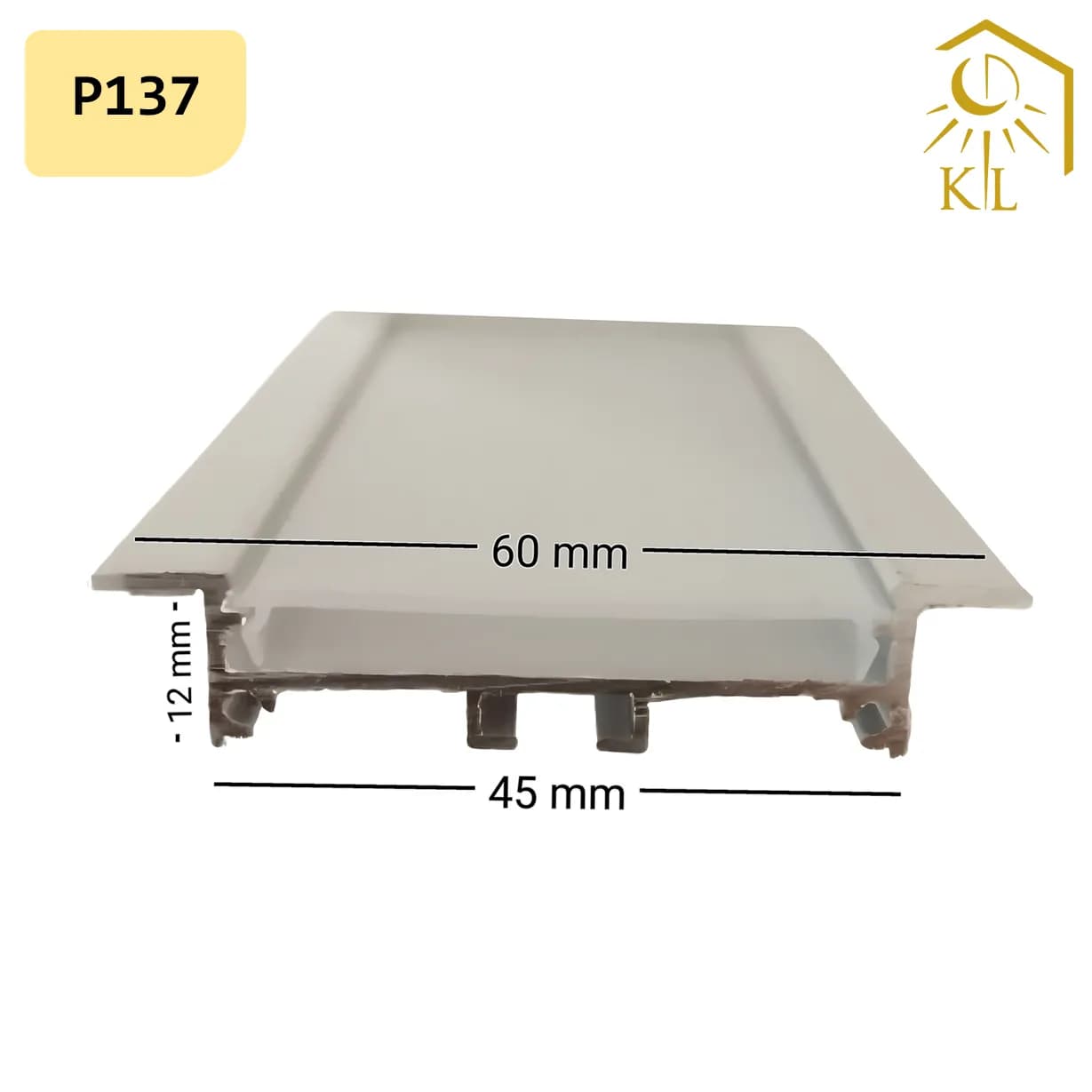 قاب چراغ لاینی توکار کد P137 رویه 60 میلیمتری برش 45 میلیمتری — تصویر ۲