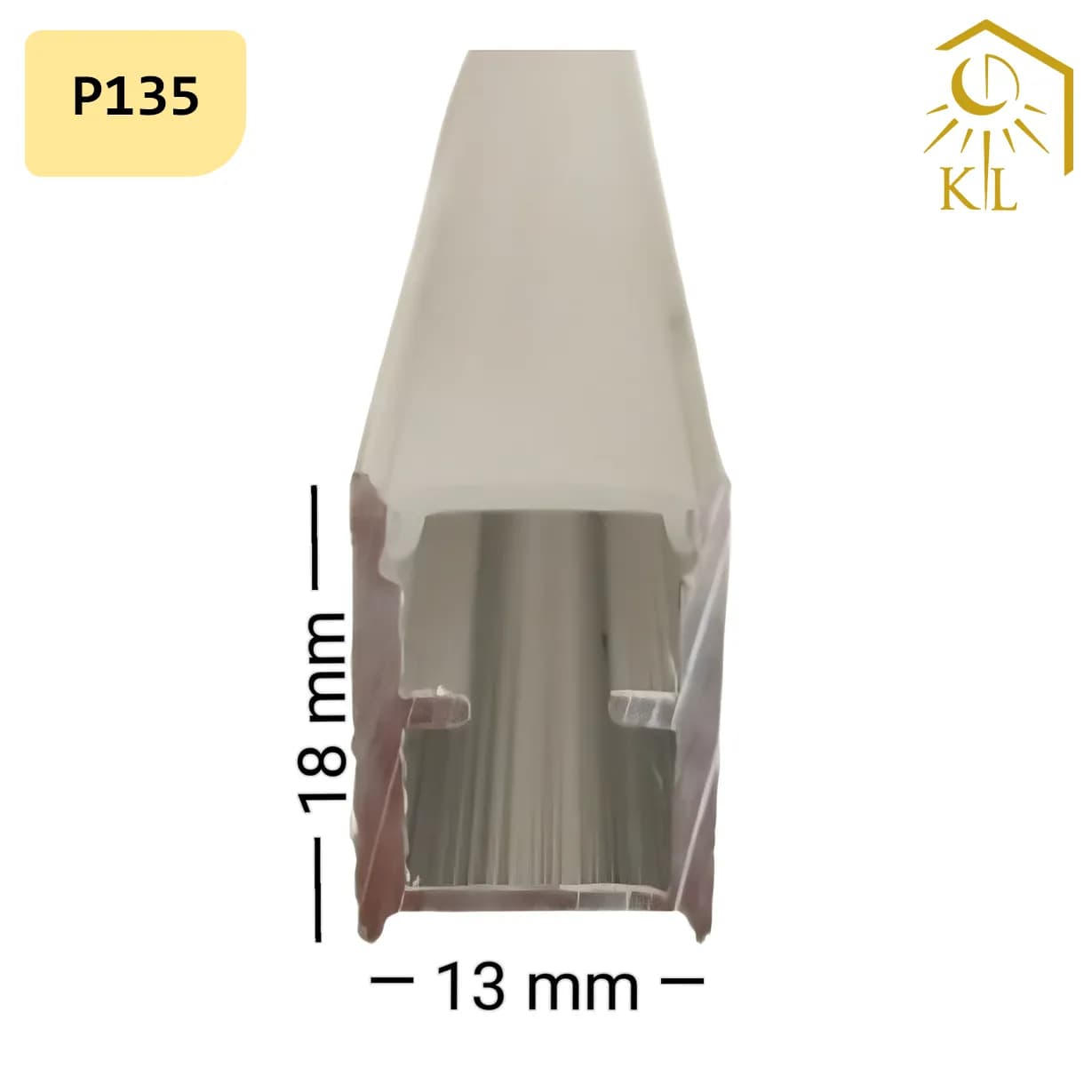 قاب چراغ لاینی روکار کد P135 رویه 13 میلیمتری ارتفاع 18 میلیمتری