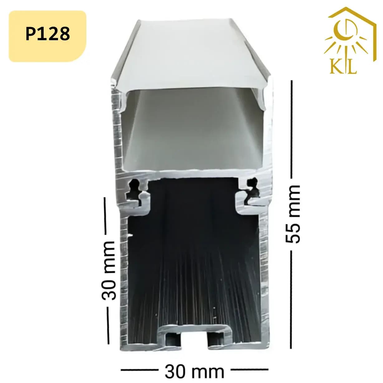 قاب چراغ لاینی آویز یا روکار کد P128 رویه 30 میلیمتری ارتفاع 55 میلیمتری — تصویر ۲