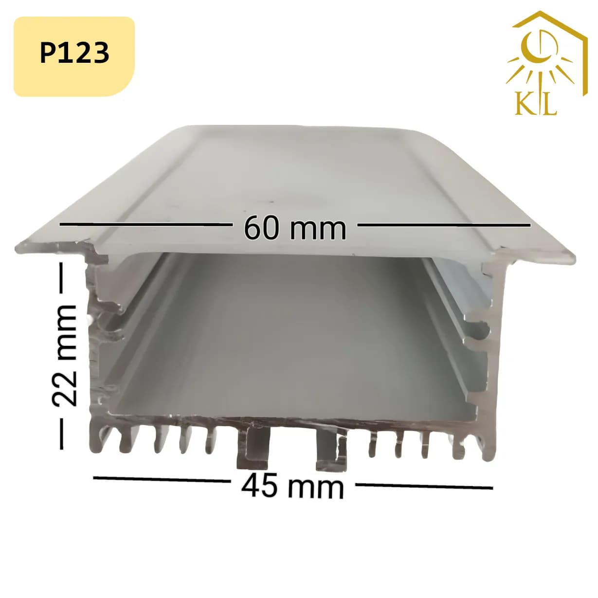 قاب چراغ لاینی توکار کد P123 رویه 60 میلیمتری برش 45 میلیمتری