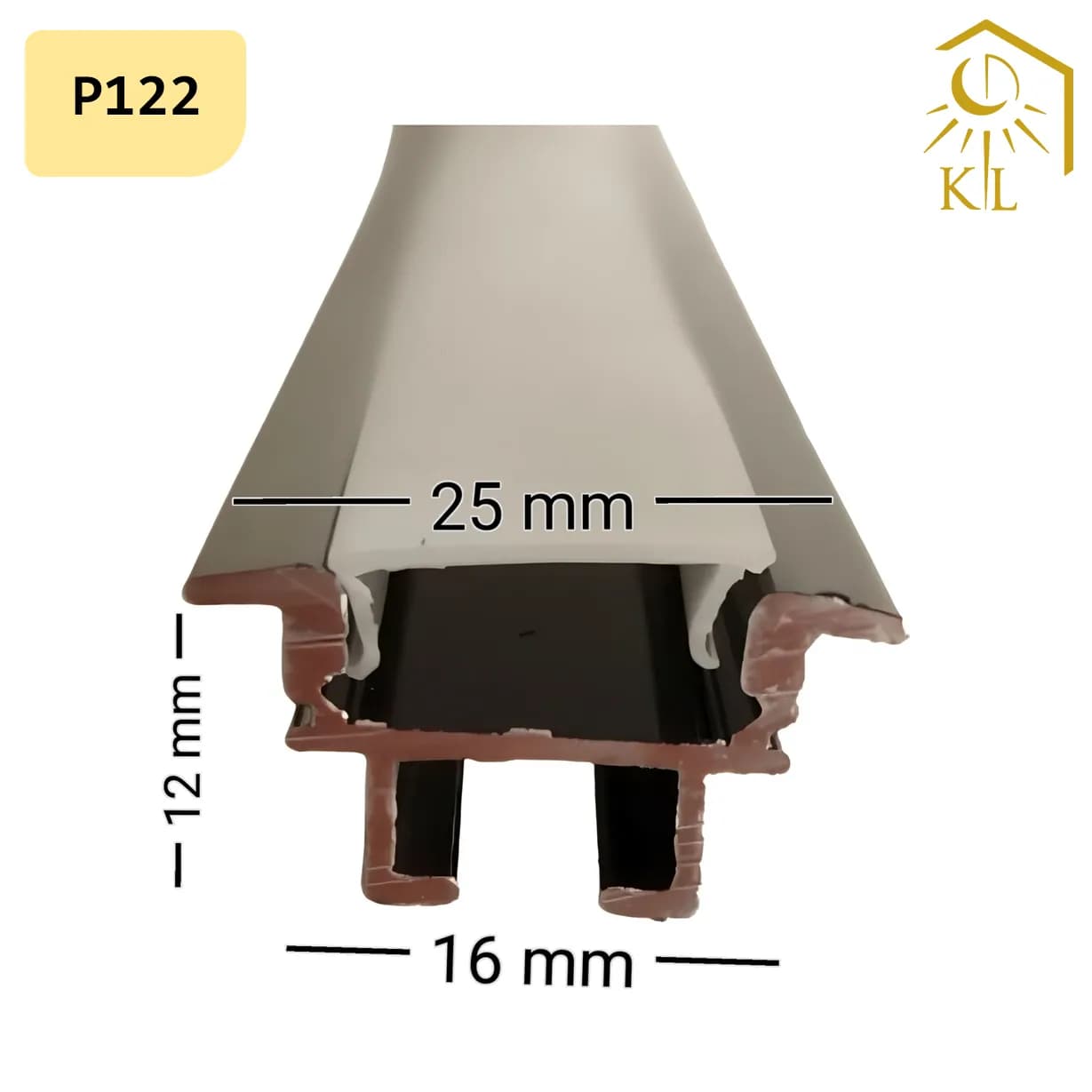 قاب چراغ لاینی توکار کد P122 رویه 25 میلیمتری برش 16 میلیمتری
