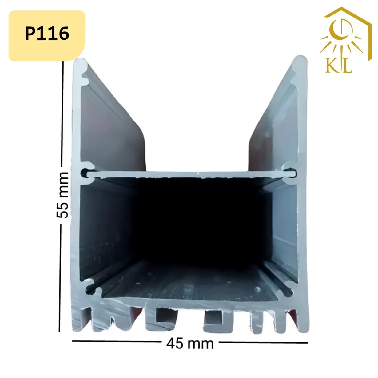 قاب چراغ لاینی آویز کد P116 رویه 45 میلیمتری ارتفاع 55 میلیمتری — تصویر ۲